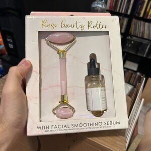 Rose Quartz Facial Roller w. Smoothing Serum NIB by TruSpa